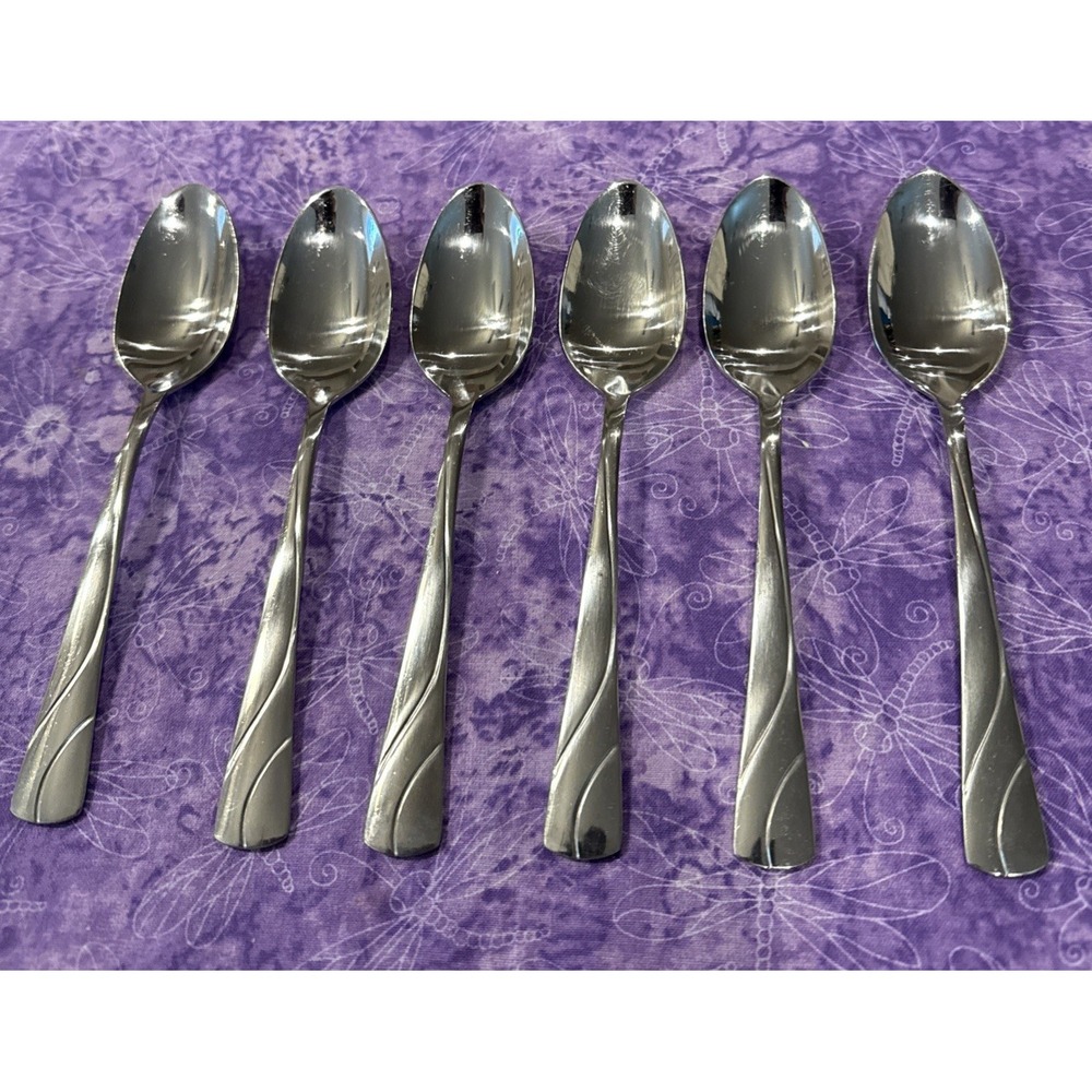 Oneida River Glossy Teaspoon Spoons Spoon Stainless Flatware Silverware Set Of 6